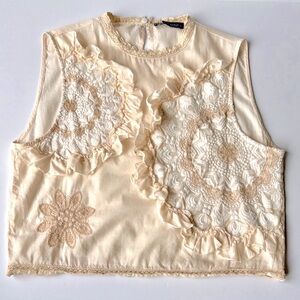 Zara Elegant Cream Lace Women's Top size M